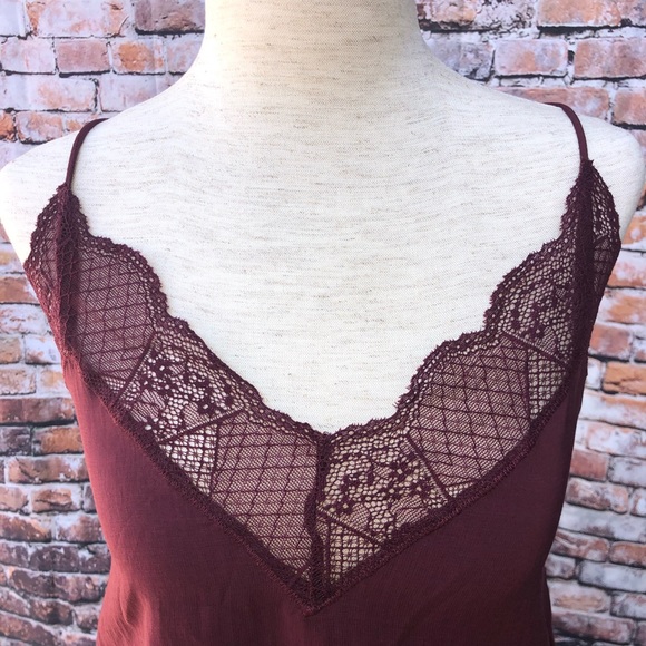 LOVESTITCH Lingerie Inspired Camisole Strappy Tank, NWT - BURGUNDY - Picture 6 of 8